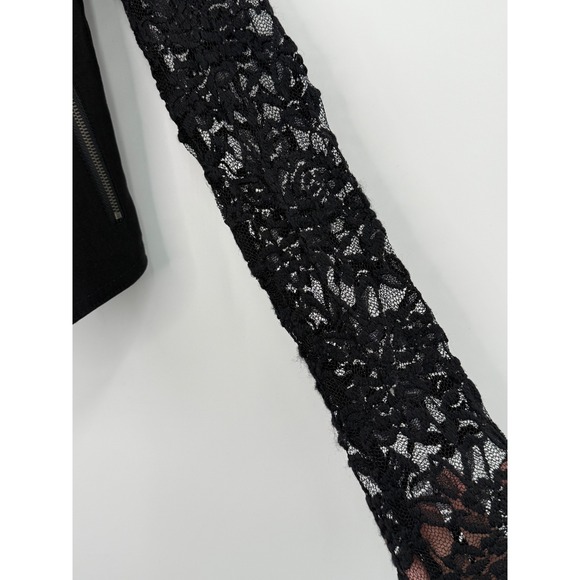 Material Girl Women Black Rose Lace Motor Jacket XS Y2K Whimsigoth Metal Fashion - Picture 8 of 13